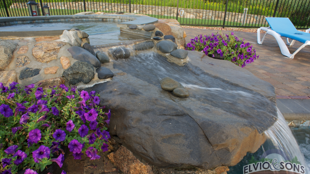 A waterfall into a pool