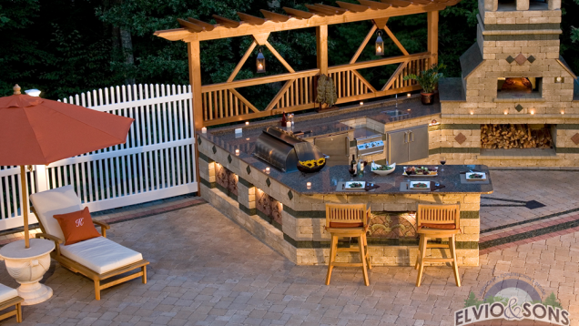 Pool and outdoor kitchen.