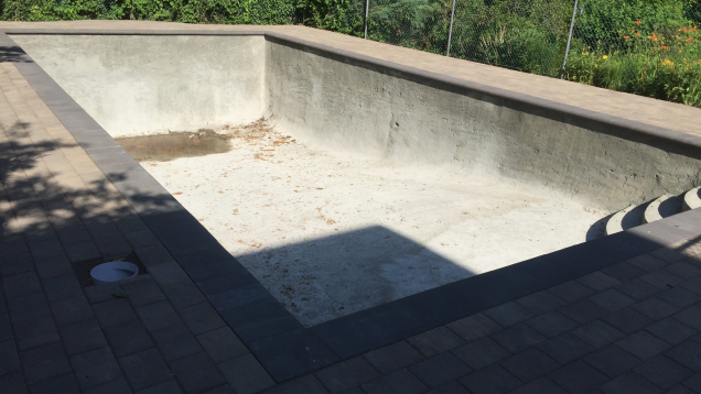 Cumberland, RI gunite pool renovation in-progress.