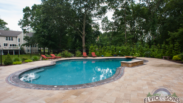 South County, RI in-ground gunite pool and patio